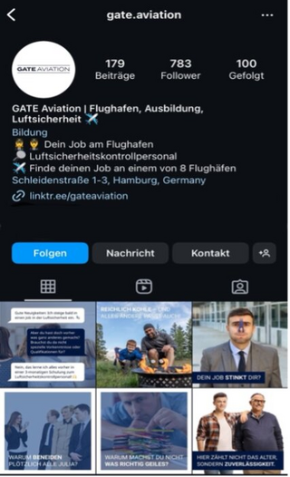 Gate Aviation Instagram-Profil