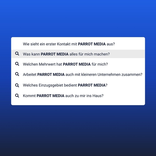 Berechtigte Fragen! 😊  Wir fassen mal kurz zusammen:

❓ Wie läuft der erste Kontakt mit PARROT MEDIA ab? 

Ganz einfach:...